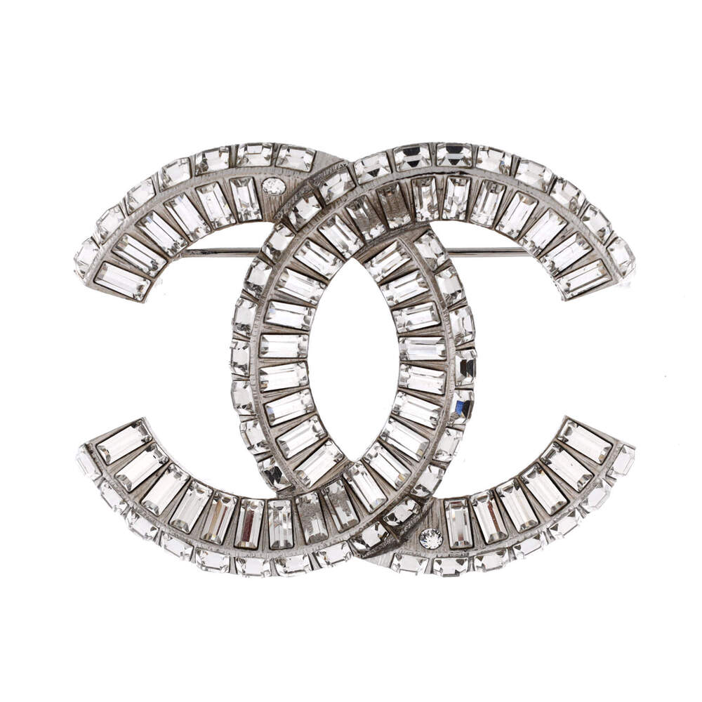 Chanel CC Baguette Brooch Metal with Crystals